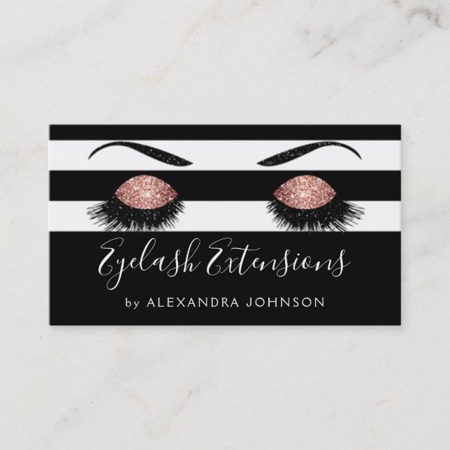 Ro Guld Sparkly Glitter Eyelash Extensions Visitkort (Framsida)