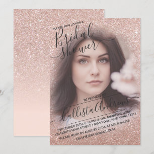 Ro Guld Sparkly Glitter Photo Möhippa Inbjudningar