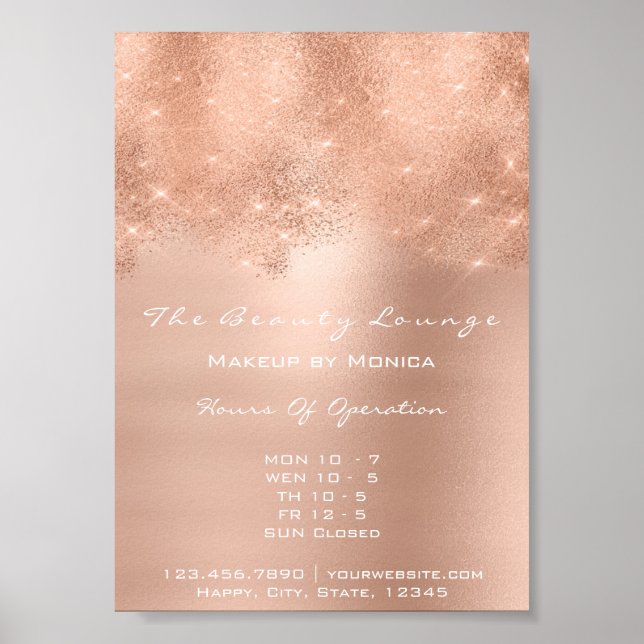 Ro Guld Sparkly Lux White Glitter Beauty Salon Poster (Framsidan)