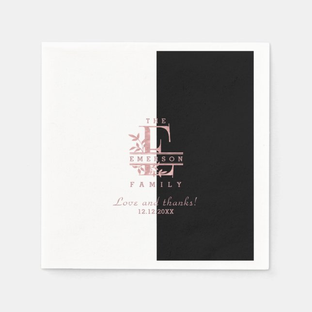 Ro Guld Split Anpassningsbar Monogram E F G H I J Pappersservett (Framsidan)