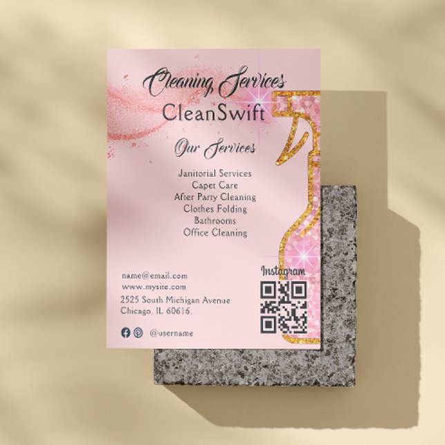 Ro Guld Spray Cleaner House Städning Flygblad (Rose Gold Spray Cleaner House Cleaning Flyer)