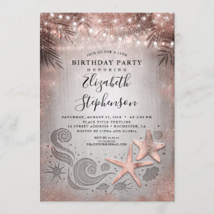 Ro Guld Starfish Tropical Beach Ljus Birthday Inbjudningar