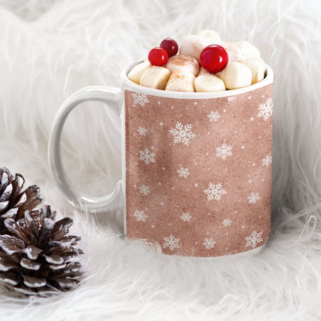 Ro Guld Stars Snöflingor vid Glitter Kaffemugg (Skapare uppladdad)