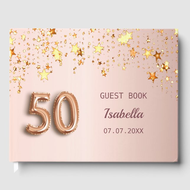 Ro guld stjärnor elegant 50 födelsedag gästböcker (Framsida)