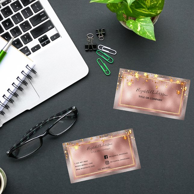 Ro guld stjärnor elegant skönhetssalong visitkort (Skapare uppladdad)