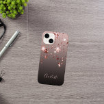 Ro guld-stjärnor, svart namn<br><div class="desc">En elegant,  gigantisk,  glam-telefonfodral. Ro guld stjärnor. Svart,  brun,  färgad av kaffelatte,  övertoningsbakgrund. Anpassa och lägg till ditt namn,  skrivet med ett modernt handskript i stil. Ro guld färgad brev.</div>