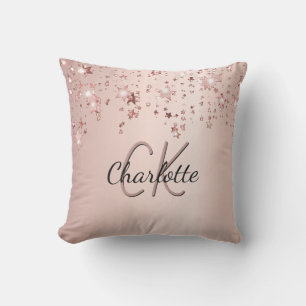 Ro guld stjärnornas monogram namn kudde