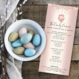 Ro Guld Strawberry Glitter Drives Dessert Menu Reklamkort
