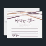 Ro Guld Streamers Giftermål Advice-kort Rådkort<br><div class="desc">Dessa ro guld effektiviserar rådgivningskorten giftermål är perfekten för en modern bröllopsmottagning eller möhippa. Chicens utformning kännetecknas av att linjer korsar plommonets lila, rosa och faux guld foil för ett geometriskt utseende. Anpassa korten med namn i bruden och brudgummen. Obs! Den här utformningen har inte äkta folie av ro guld....</div>