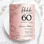 Ro Guld Surprise 60:e födelsedagen Inbjudningar<br><div class="desc">Ro Guld överraskar 60:e Födelsedagsfest inbjudan. Glam femininin-design med botaniska accenter och typsnitt för typsnitt. Enkel perfekt för inbjudan-kort i blommigt för en snyggt kvinnlig överraskning i firande. Kan anpassas till vilken ålder som helst. Skrivna Zazzle-inbjudningar eller digital utskrivbar mall för omedelbar nedladdning.</div>