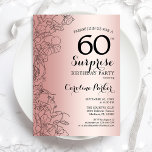 Ro Guld Surprise 60:e Födelsedagsfesten Inbjudningar<br><div class="desc">Ro Guld överraskar 60:e Födelsedagsfest inbjudan. Glam femininin-design med faux ro guld foil,  botaniska accenter och typsnitt för typografi. Enkel perfekt för inbjudan-kort i blommigt för en snyggt kvinnlig överraskning i firande. Kan anpassas till vilken ålder som helst. Skrivna Zazzle-inbjudningar eller digital utskrivbar mall för omedelbar nedladdning.</div>