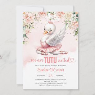 Ro guld svan tutu ballerina dress blommigt inbjudningar