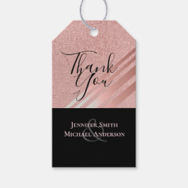 Ro Guld Svarta Glitter-oljefarlysmet BRÖLLOP Presentetikett