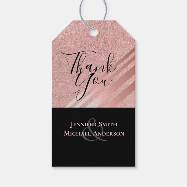 Ro Guld Svarta Glitter-oljefarlysmet BRÖLLOP Presentetikett (Framsidan)