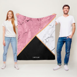 Ro Guld Svarta och vita Marble Mönster Fleecefilt