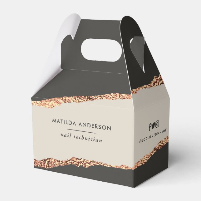 Ro guld, svartmålad, modern elegant budgetförmån presentaskar (Framsidan Sidan)