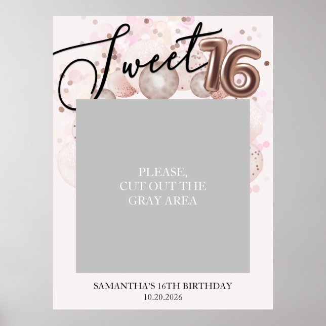 Ro Guld Sweet 16 Bday Balloons Photo Prop Rosa Poster (Framsidan)