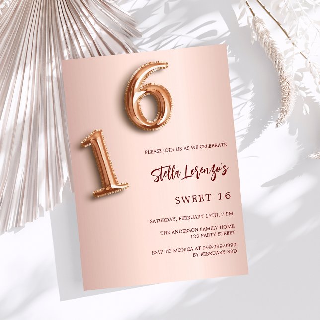 Ro guld Sweet 16 Inbjudningar (Skapare uppladdad)