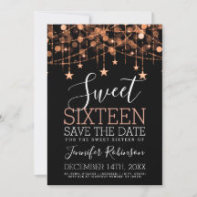 Ro Guld Sweet 16 Sparkly String Ljus Spara Date