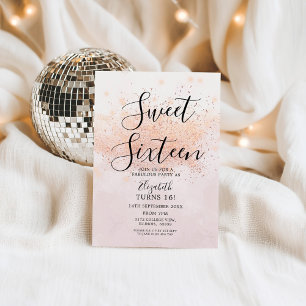 Ro Guld Sweet sixteen Glitter: Födelsedag i Inbjudningar