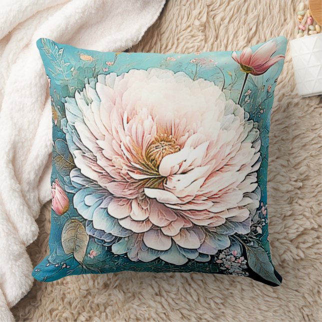 Ro Guld Teal Bloom Art Kudde (Filt)
