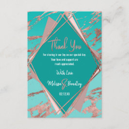 Ro Guld Teal Grönt Marble Diamond Tack Kort