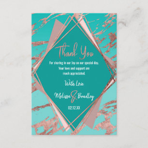 Ro Guld Teal Grönt Marble Diamond Tack Kort