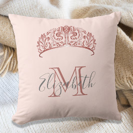 Ro guld tiara krona rosa monogram namn kudde