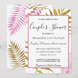 Ro Guld Tropical Blommigt Couples Shower Inbjudningar