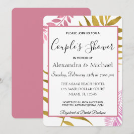 Ro Guld Tropical Blommigt Couples Shower Inbjudningar