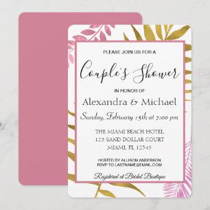 Ro Guld Tropical Blommigt Couples Shower Inbjudningar