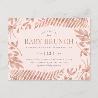Ro Guld Tropical Grey Baby Brunch Inbjudan Vykort
