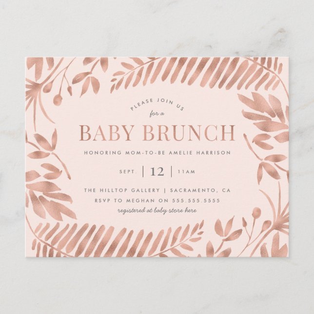 Ro Guld Tropical Grey Baby Brunch Inbjudan Vykort (Framsida)
