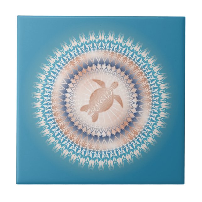 Ro Guld Turquise Turtle Mandala Kakelplatta (Framsidan)