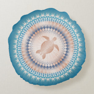 Ro Guld Turquise Turtle Mandala   Kustvatten Rund Kudde