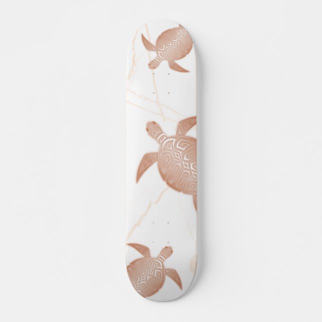 Ro Guld Turtle White Marble  Mini Skateboard Bräda 18,5 Cm (Framsida)