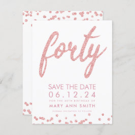 Ro Guld Typ 40: e födelsedag Spara Konfetti Inbjudningar