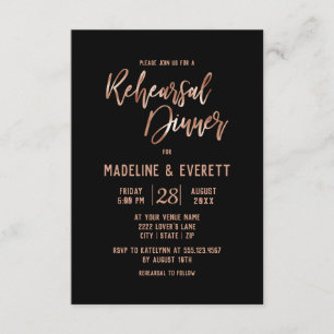Ro Guld Typografi Bröllop Rehearsal Dinner Inbjudningar