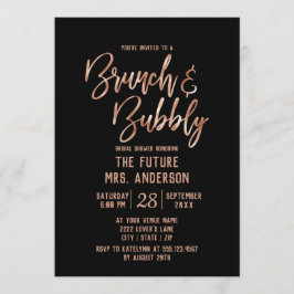 Ro Guld Typografi Brunch & Bubly Möhippa Inbjudningar