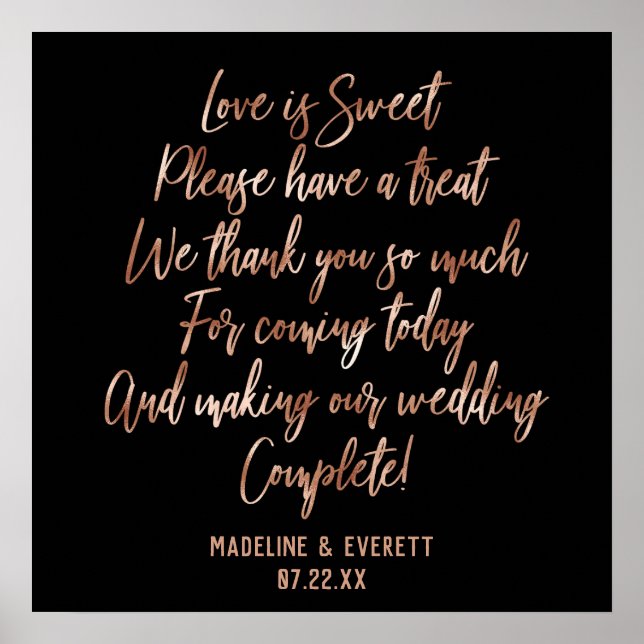 Ro Guld Typografi Kärlek är sötare Bord Poster (Framsidan)