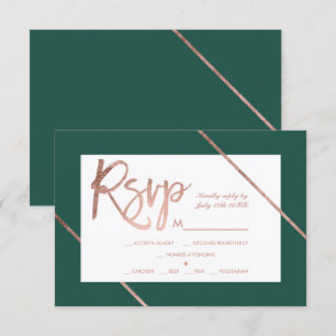 Ro guld-typografi rand grönt osa bröllop kort