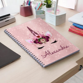 Ro Guld Unicorn Gnistra Princess Monogram Namn Anteckningsbok