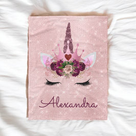Ro Guld Unicorn Gnistra Princess Monogram Namn Fleecefilt
