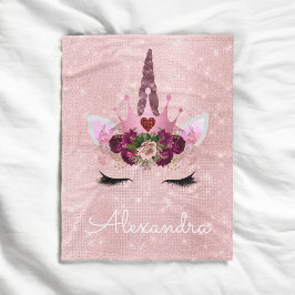 Ro Guld Unicorn Gnistra Princess Monogram Namn Fleecefilt