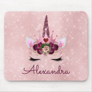 Ro Guld Unicorn Gnistra Princess Monogram Namn Musmatta