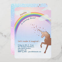 Ro Guld Unicorn Rainbow Glitter Magic Birthday