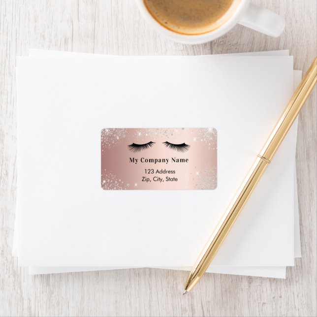 Ro guld utspelar sig i returadressen glitter adressetikett (Insitu)