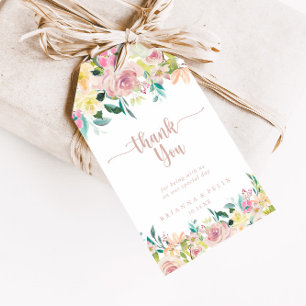 Ro Guld Vår Blommigt Bröllop Tack Presentetikett