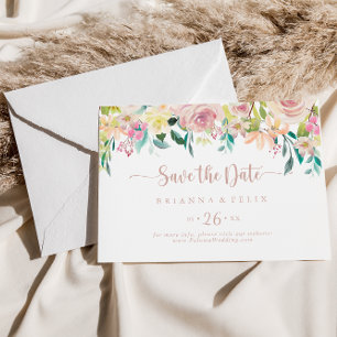Ro Guld Vår Blommigt Vågrät Bröllop Spara Datumet