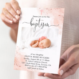 Ro Guld vattenfärgsdedikation för baptism Inbjudningar